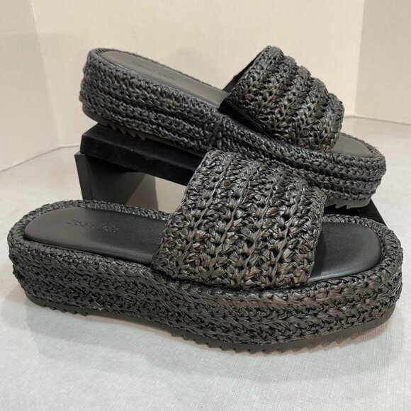 Open Edit Shoes - Open Edit Gisella Platform Slide Sandal Black Women's 7